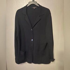 Brooks Brothers Sweater - navy Supima cotton button front blazer style cardigan
